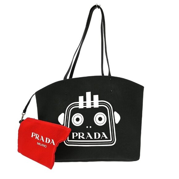 Prada Black Canvas Tote Handbag - Picture 1 of 8